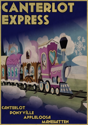 Size: 900x1273 | Tagged: safe, artist:skeptic-mousey, episode:mmmystery on the friendship express, g4, my little pony: friendship is magic, canterlot, poster, train, typography