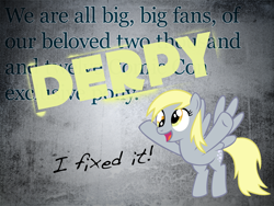 Size: 1600x1200 | Tagged: safe, artist:skeptic-mousey, character:derpy hooves, species:pegasus, species:pony, comic con, female, mare, poster, san diego comic con, sdcc 2012, typography, yay