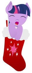 Size: 634x1451 | Tagged: safe, artist:mynder, character:twilight sparkle, species:pony, species:unicorn, christmas stocking, cute, eyes closed, female, filly, hooves, horn, lineless, mare, open mouth, simple background, solo, transparent background, twiabetes