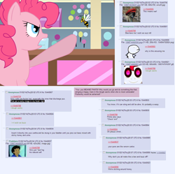 Size: 1220x1214 | Tagged: safe, artist:bsting, character:pinkie pie, /mlp/, 4chan, 4chan screencap, bee, meme