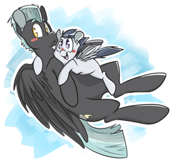 Size: 2900x2738 | Tagged: safe, artist:cleppyclep, character:rumble, character:thunderlane, species:pegasus, species:pony, blushing, brothers, colored pupils, cute, hug, rumblebetes, thunderbetes