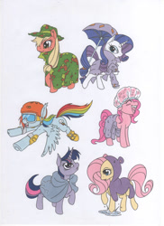 Size: 726x1000 | Tagged: safe, artist:mohawkrex, character:applejack, character:fluttershy, character:pinkie pie, character:rainbow dash, character:rarity, character:twilight sparkle, mane six