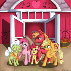 Size: 5000x5000 | Tagged: safe, artist:vicse, character:apple bloom, character:applejack, character:big mcintosh, character:granny smith, character:pinkie pie, species:earth pony, species:pony, episode:pinkie apple pie, g4, my little pony: friendship is magic, absurd resolution, apple, male, stallion