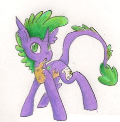 Size: 722x730 | Tagged: safe, artist:angelstar000, character:spike, species:classical unicorn, species:pony, species:unicorn, leonine tail, male, ponified, solo