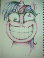 Size: 2304x3072 | Tagged: safe, artist:coke-brother, character:twilight sparkle, creepy smile, derp, female, grin, nightmare fuel, solo, twilight snapple