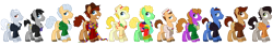 Size: 2940x504 | Tagged: safe, artist:lissystrata, character:doctor whooves, character:time turner, species:earth pony, species:pony, g4, cat pin, celery, christopher eccleston, clothing, colin baker, david tennant, doctor who, eighth doctor, eleventh doctor, fifth doctor, first doctor, fourth doctor, jon pertwee, male, matt smith, ninth doctor, patrick troughton, paul mcgann, peter davison, ponified, second doctor, seventh doctor, simple background, sixth doctor, stallion, sylvester mccoy, tenth doctor, the doctor, third doctor, tom baker, transparent background, william hartnell
