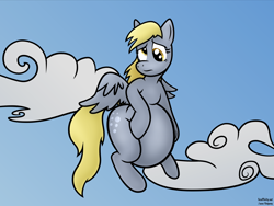Size: 1590x1198 | Tagged: safe, artist:jesseorange, character:derpy hooves, species:pegasus, species:pony, aderpose, big belly, fat, female, mare