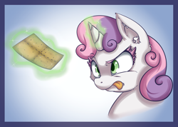 Size: 2937x2097 | Tagged: safe, artist:vicse, character:sweetie belle, female, graham cracker, magic, solo
