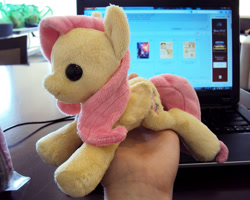 Size: 1168x933 | Tagged: safe, artist:buttercupbabyppg, character:fluttershy, irl, photo, plushie, thinkpad