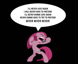 Size: 758x621 | Tagged: safe, artist:ceehoff, artist:patec, character:pinkamena diane pie, character:pinkie pie, female, korn, lyrics, never never (song), singing, solo, vector