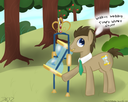 Size: 2500x2000 | Tagged: safe, artist:mikoruthehedgehog, character:doctor whooves, character:time turner, species:earth pony, species:pony, g4, doctor who, high res, hourglass, male, necktie, solo, stallion, the doctor, tree, wibbly wobbly timey wimey stuff, wibblywobbly