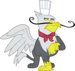 Size: 2612x2467 | Tagged: safe, artist:tourniquetmuffin, character:gustave le grande, species:griffon, gustave le grande, male, neckerchief, raised claw, simple background, solo, spread wings, transparent background, unamused, vector, wings