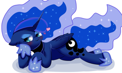 Size: 2279x1368 | Tagged: safe, artist:misocha, character:princess luna, female, heart, looking at you, pixiv, solo