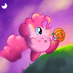 Size: 800x800 | Tagged: safe, artist:perfectpinkwater, character:pinkie pie, candy, clothing, costume, crossover, food, halloween, halloween costume, holiday, kirby, kirby (character), kirby pie