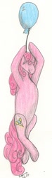 Size: 250x840 | Tagged: safe, artist:roogna, character:pinkie pie, g3, balloon, female, solo, traditional art