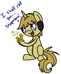 Size: 602x735 | Tagged: safe, artist:cuttycommando, cute, happy, headphones, pewdiepie, smiling, solo, stephano