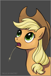 Size: 370x554 | Tagged: safe, artist:marbleyarns, character:applejack, female, simple background, solo
