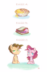 Size: 3300x5100 | Tagged: dead source, safe, artist:yuji8sushi, character:cheese sandwich, character:pinkie pie, species:earth pony, species:pony, ship:cheesepie, female, literal, male, pie, pun, sandwich, shipping, straight, visual gag