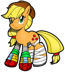 Size: 1000x1111 | Tagged: safe, artist:flam3zero, character:applejack, cosplay, crossover, female, knuckles the echidna, simple background, solo, sonic boom, sonic the hedgehog (series), style emulation, transparent background, yuji uekawa style