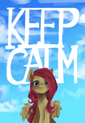 Size: 1764x2560 | Tagged: safe, artist:facerenon, character:fluttershy, female, keep calm, looking at you, meme, poster, solo