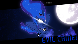 Size: 2560x1440 | Tagged: safe, artist:ahmedooy, artist:baka-neku, character:princess luna, female, glowing eyes, mare in the moon, moon, solo, vector, wallpaper