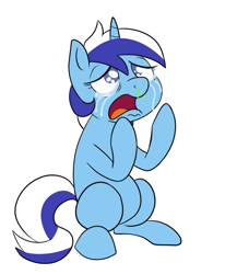 Size: 743x900 | Tagged: safe, artist:midnight-wizard, character:minuette, crying, female, open mouth, sad, sitting, snot, solo