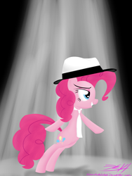Size: 1800x2400 | Tagged: safe, artist:mikoruthehedgehog, character:pinkie pie, species:pony, bipedal, clothing, female, hat, michael jackson, smooth criminal, solo