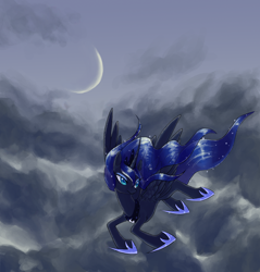 Size: 900x943 | Tagged: safe, artist:zaphy1415926, character:princess luna, female, flying, solo