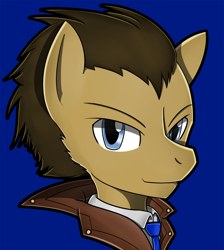 Size: 1500x1671 | Tagged: safe, artist:flam3zero, character:doctor whooves, character:time turner, species:earth pony, species:pony, clothing, crossover, doctor who, male, ponified, solo, style emulation, tenth doctor, the doctor, yuji uekawa style