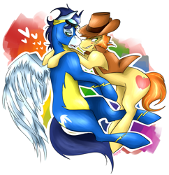 Size: 1197x1239 | Tagged: safe, artist:cleppyclep, character:braeburn, character:soarin', ship:soarburn, gay, heart, male, shipping, wonderbolts uniform