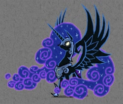 Size: 1000x847 | Tagged: safe, artist:dalapony, character:nightmare moon, character:princess luna, species:alicorn, species:pony, armor, ethereal mane, female, galaxy mane, glowing eyes, helmet, jewelry, mare, necklace, solo, style emulation, the legend of zelda, the legend of zelda: the wind waker