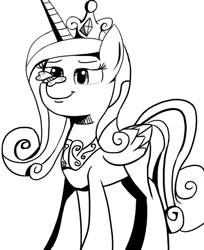 Size: 568x697 | Tagged: safe, artist:flutteriot, character:princess cadance, female, monochrome, solo