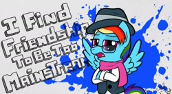 Size: 1900x1040 | Tagged: safe, artist:sheandog, character:rainbow dash, clothing, fedora, female, glasses, hat, hipster, rainbow dash always dresses in style, solo