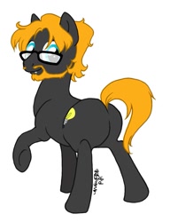 Size: 739x960 | Tagged: safe, artist:peachpalette, oc, oc only, oc:epiphany bomb, species:earth pony, species:pony, ginger, glasses, male, piercing, redhead, snake bites, solo, stallion