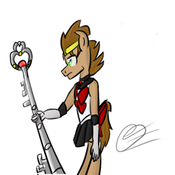 Size: 500x500 | Tagged: safe, artist:gallifreyanequine, character:doctor whooves, character:time turner, species:anthro, crossdressing, sailor moon, sailor pluto, sailor scout, staff