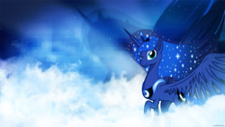 Size: 1920x1080 | Tagged: safe, artist:nemesis360, artist:romus91, character:princess luna, species:alicorn, species:pony, beautiful, cloud, cloudy, double, epic wings, female, mare, solo, vector, wallpaper
