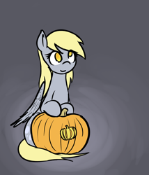 Size: 1280x1494 | Tagged: safe, artist:manicpanda, character:derpy hooves, species:pegasus, species:pony, female, halloween, holiday, jack-o-lantern, mare, pumpkin, solo