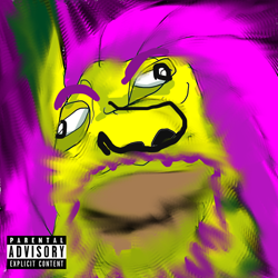 Size: 1000x1000 | Tagged: safe, artist:train wreck, character:fluttershy, album, album cover, female, homer simpson, nightmare fuel, parental advisory, solo