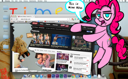 Size: 2880x1800 | Tagged: safe, artist:train wreck, character:pinkie pie, newbie artist training grounds, breaking the fourth wall, desktop, fourth wall, google chrome, mac os x, operating system