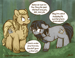 Size: 800x618 | Tagged: safe, artist:caycowa, species:pony, duo, dwarf, fili, kili, lord of the rings, ponified, the hobbit