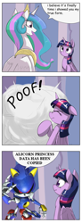 Size: 375x1024 | Tagged: safe, artist:otakuap edit, character:princess celestia, character:twilight sparkle, character:twilight sparkle (alicorn), species:alicorn, species:pony, celestia's true form, character to character, comic, crossover, exploitable meme, female, mare, meme, metal sonic, sonic heroes, sonic the hedgehog (series)