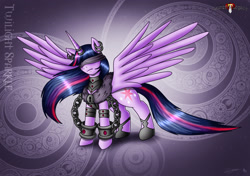 Size: 2129x1500 | Tagged: safe, artist:evil-rick, character:twilight sparkle, character:twilight sparkle (alicorn), species:alicorn, species:pony, comic:lauren's legacy, blindfold, female, grimdark series, grotesque series, mare, pixiv, solo