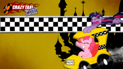 Size: 1920x1080 | Tagged: safe, artist:m24designs, artist:sakaki709, artist:thestipplebrony, character:pinkie pie, character:twilight sparkle, crazy taxi, crossover