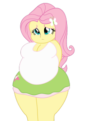 Size: 744x1052 | Tagged: safe, artist:shitigal-artust, character:fluttershy, my little pony:equestria girls, bbw, belly, breasts, busty fluttershy, cleavage, fat, fattershy, female, obese, simple background, solo, transparent background, vector, wide hips