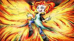 Size: 1442x800 | Tagged: safe, artist:gezawatt, character:sunset shimmer, episode:my past is not today, equestria girls:rainbow rocks, g4, my little pony: equestria girls, my little pony:equestria girls, female, solo, sunset phoenix, traditional art