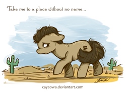 Size: 800x584 | Tagged: safe, artist:caycowa, character:doctor whooves, character:time turner, episode:the cutie map, g4, my little pony: friendship is magic, cactus, desert, double negative, equal cutie mark, male, solo