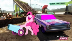 Size: 1280x720 | Tagged: safe, artist:equestianracer, character:pinkie pie, species:pony, car, female, ford, ford country squire wagon, forza horizon, itasha, solo, station wagon, wagon