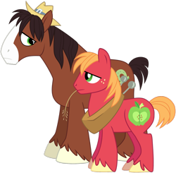 Size: 1600x1569 | Tagged: safe, artist:missgoldendragon, character:big mcintosh, character:trouble shoes, species:earth pony, species:pony, episode:appleoosa's most wanted, g4, my little pony: friendship is magic, frown, male, simple background, size comparison, size difference, stallion, standing, transparent background, unshorn fetlocks, vector