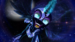 Size: 2560x1440 | Tagged: safe, artist:vicse, character:nightmare moon, character:princess luna, fangs, female, solo, this will end in tears and/or death