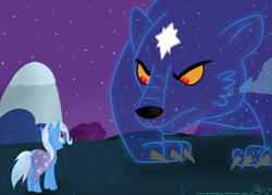 Size: 3500x2500 | Tagged: safe, artist:mikoruthehedgehog, character:trixie, species:pony, species:unicorn, eye contact, female, high res, looking at each other, mare, night, ursa minor